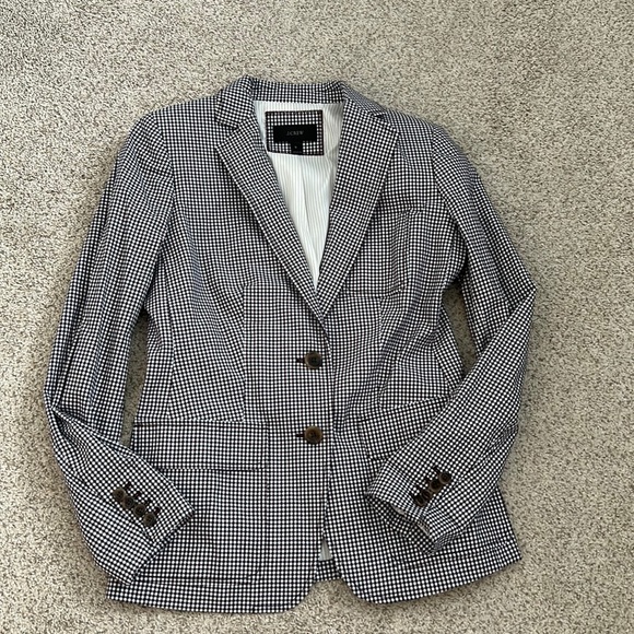 J. Crew Jackets & Blazers - J. Navy and Burgundy Rhodes Micro Check Cotton Blazer, 0